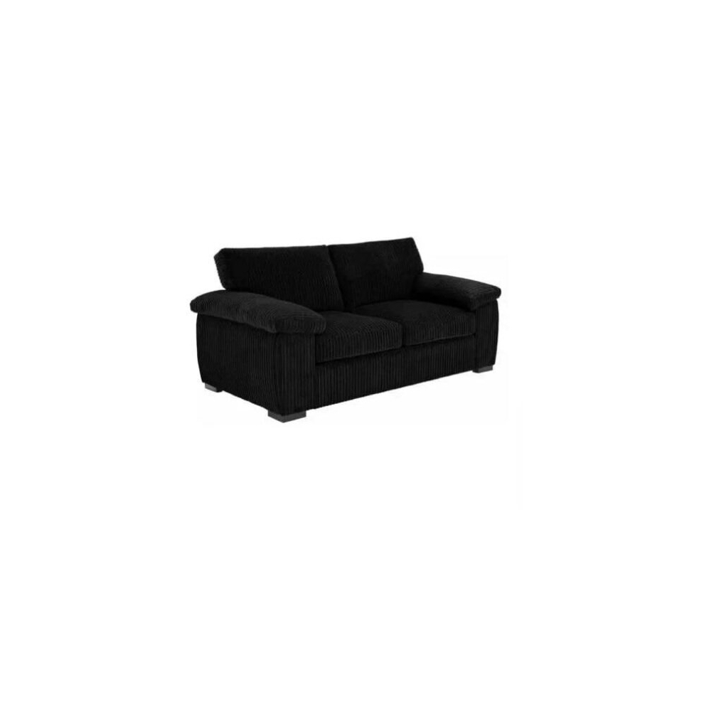 (2 Seater Sofa, Black) Atrani Jumbo Cord Fabric Sofa