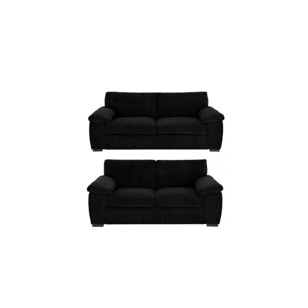 (3&2 Seater Sofa, Black) Atrani Jumbo Cord Fabric Sofa