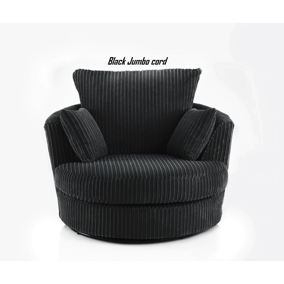 Furniture 786 (Swivel Chair, ) Atrani Jumbo Cord Fabric Sofa Black