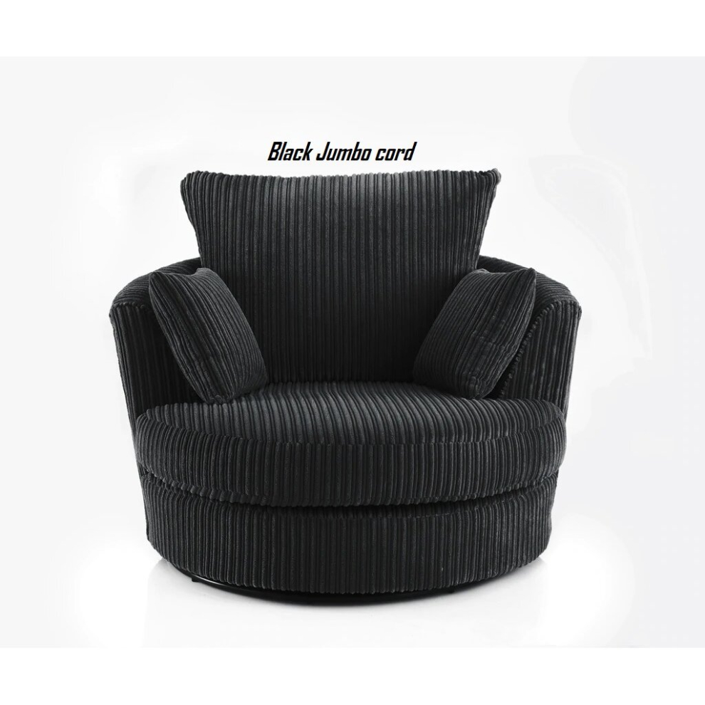 (Swivel Chair, Black) Atrani Jumbo Cord Fabric Sofa