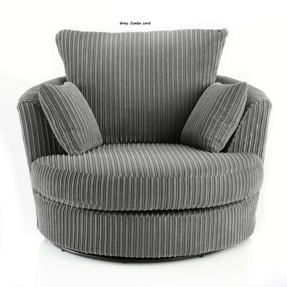 (Swivel Chair, Grey) Atrani Jumbo Cord Fabric Sofa