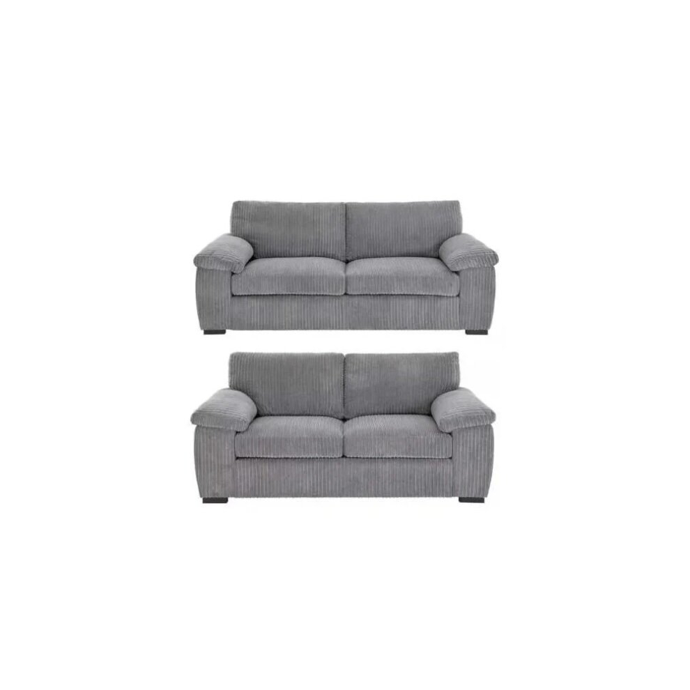 (3&2 Seater Sofa, Grey) Atrani Jumbo Cord Fabric Sofa