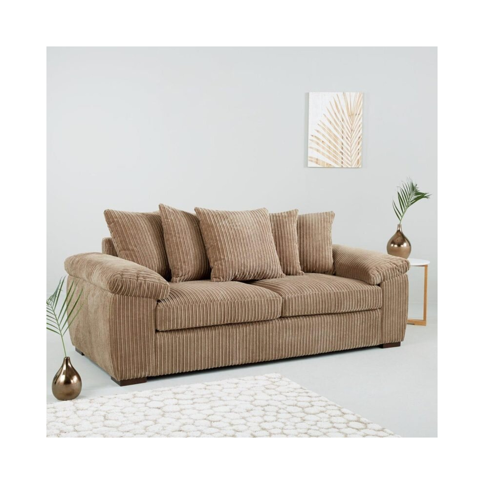 Furniture 786 (3 Seater Sofa, Coffee) Atrani Jumbo Cord Fabric Sofa Clear