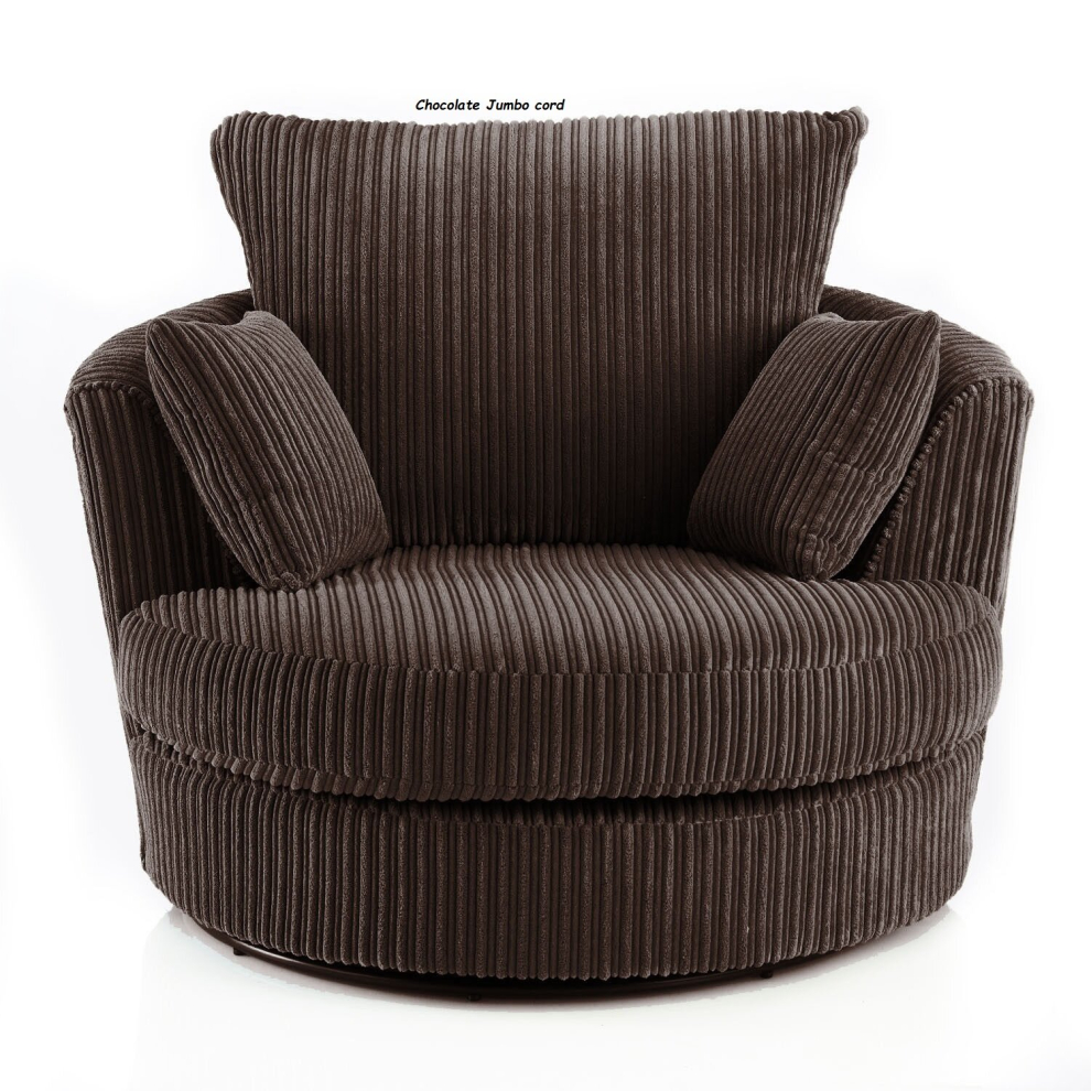 (Swivel Chair, Chocolate) Atrani Jumbo Cord Fabric Sofa