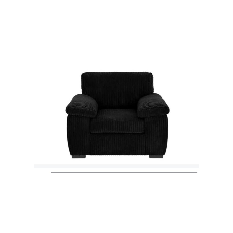 (1 Seater Sofa, Black) Atrani Jumbo Cord Fabric Sofa