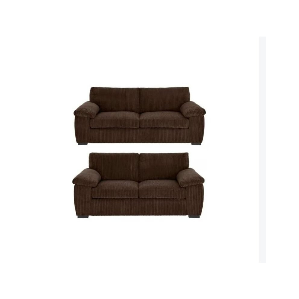 (3&2 Seater Sofa, Chocolate) Atrani Jumbo Cord Fabric Sofa