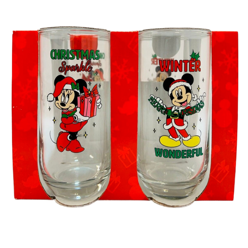 Mickey Mouse 4 Pk Highball Glass Set Christmas Tumblers Drinkware