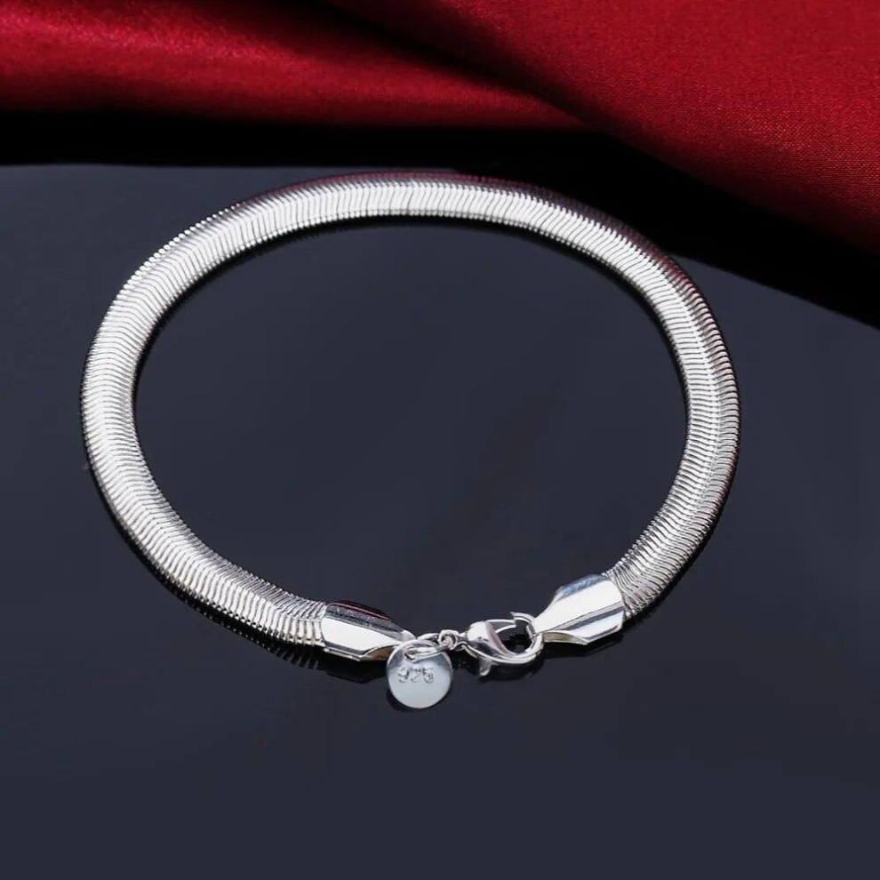 925 Sterling silver fine 6MM Flat soft snake bone chain Bracelets for women Wedding party Christmas Gift Jewelry-image-OPC-PCSKWRY-NEW