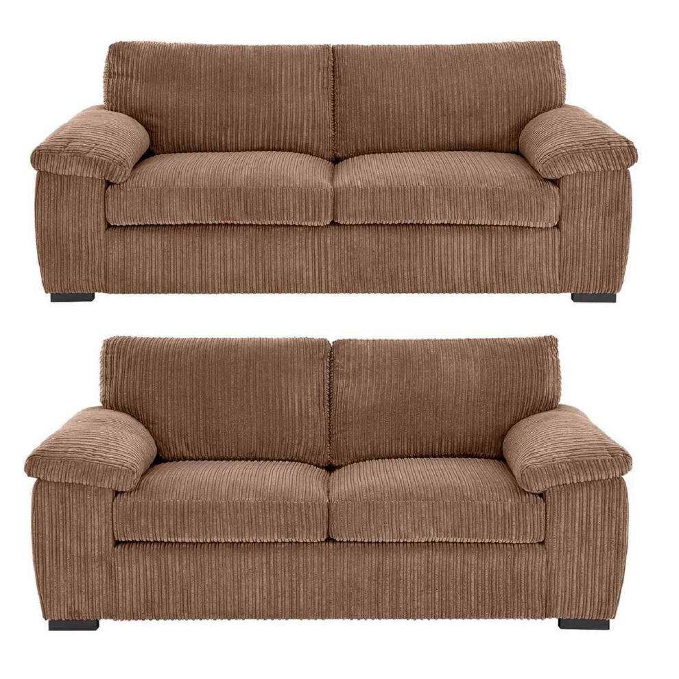 Furniture 786 (3&2 Seater Sofa, Coffee) Atrani Jumbo Cord Fabric Sofa Clear