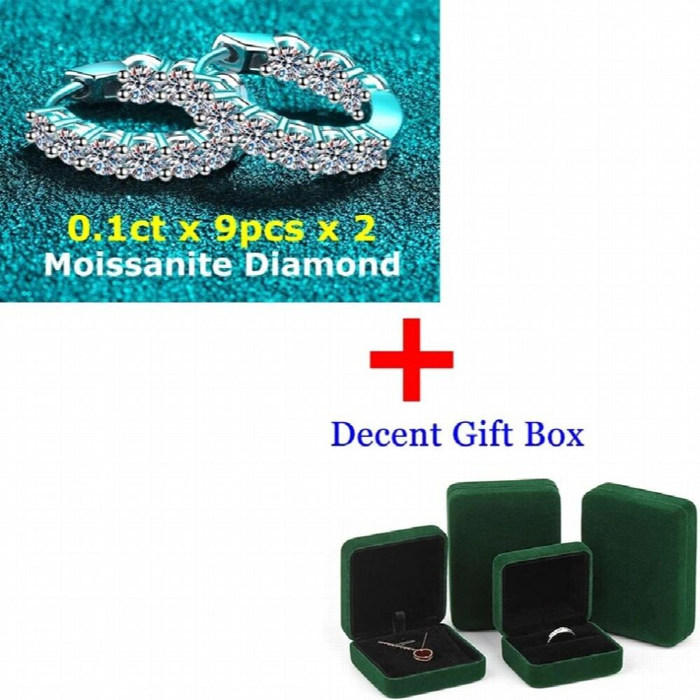 1.8ct Moissanite Hoop Earring for Women 3mm Stones D Sparkling Created Diamond Earring 100% S925 Sterling Silver-image-OPC-PCSKSKC-NEW