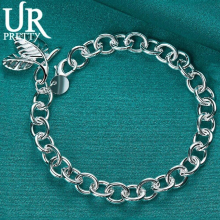 925 Sterling Silver Double Leaf Chain Bracelet For Man Women Wedding Engagement Charm Jewelry Christmas Gift