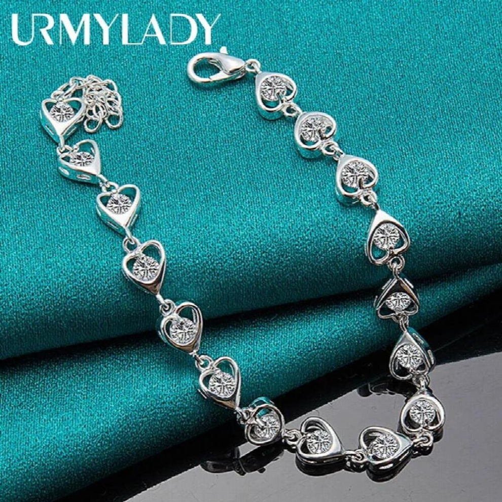 925 Sterling Silver Heart AAAAA Zircon Bracelet For Women Party Christmas Gift Jewelry-image-OPC-PCSKX9S-NEW