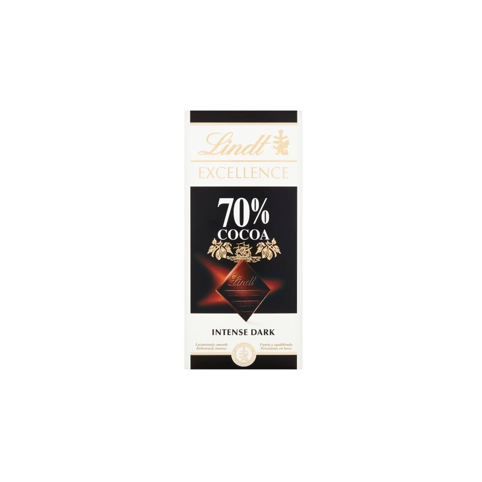 2 X Lindt Excellence Dark 70% Cocoa Chocolate Bar 100G