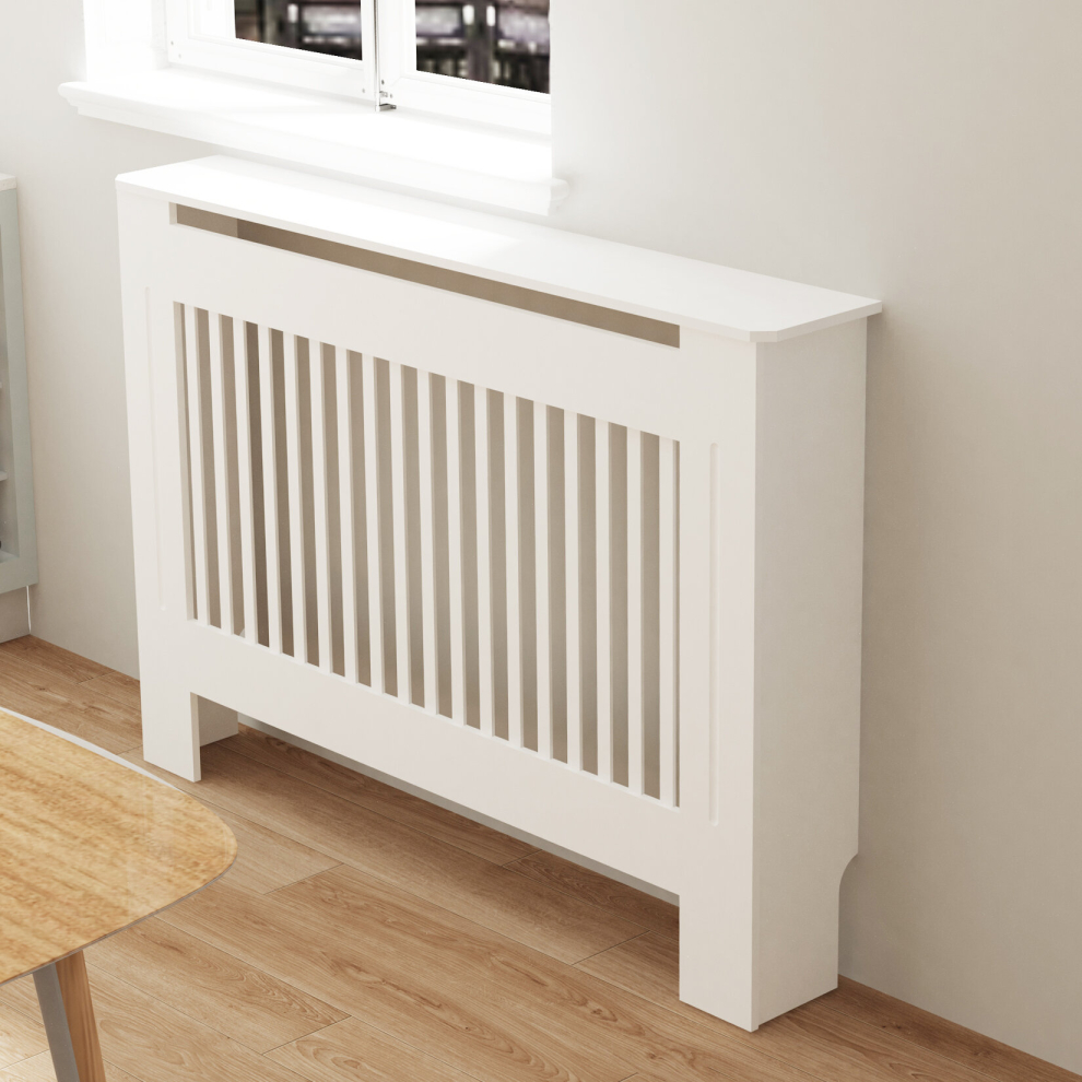 (M(H92 X W111 X D19cm)) Wooden Radiator Cover Heating Cabinet  White