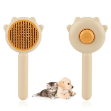 (Yellow) Pet Comb Pet Hair Cleaner Brush Cat Grooming Brush with Release Button