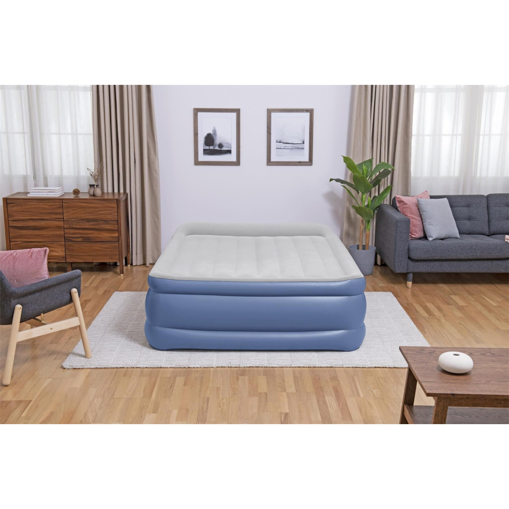 Bestway Tritech Inflatable Raised Height Queen Airbed Mattress W/ Built-In Pump