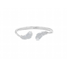 L'ultimo elemento piuma europea luce Cristalli Da austriaco womens diamante aperto bracciale piuma