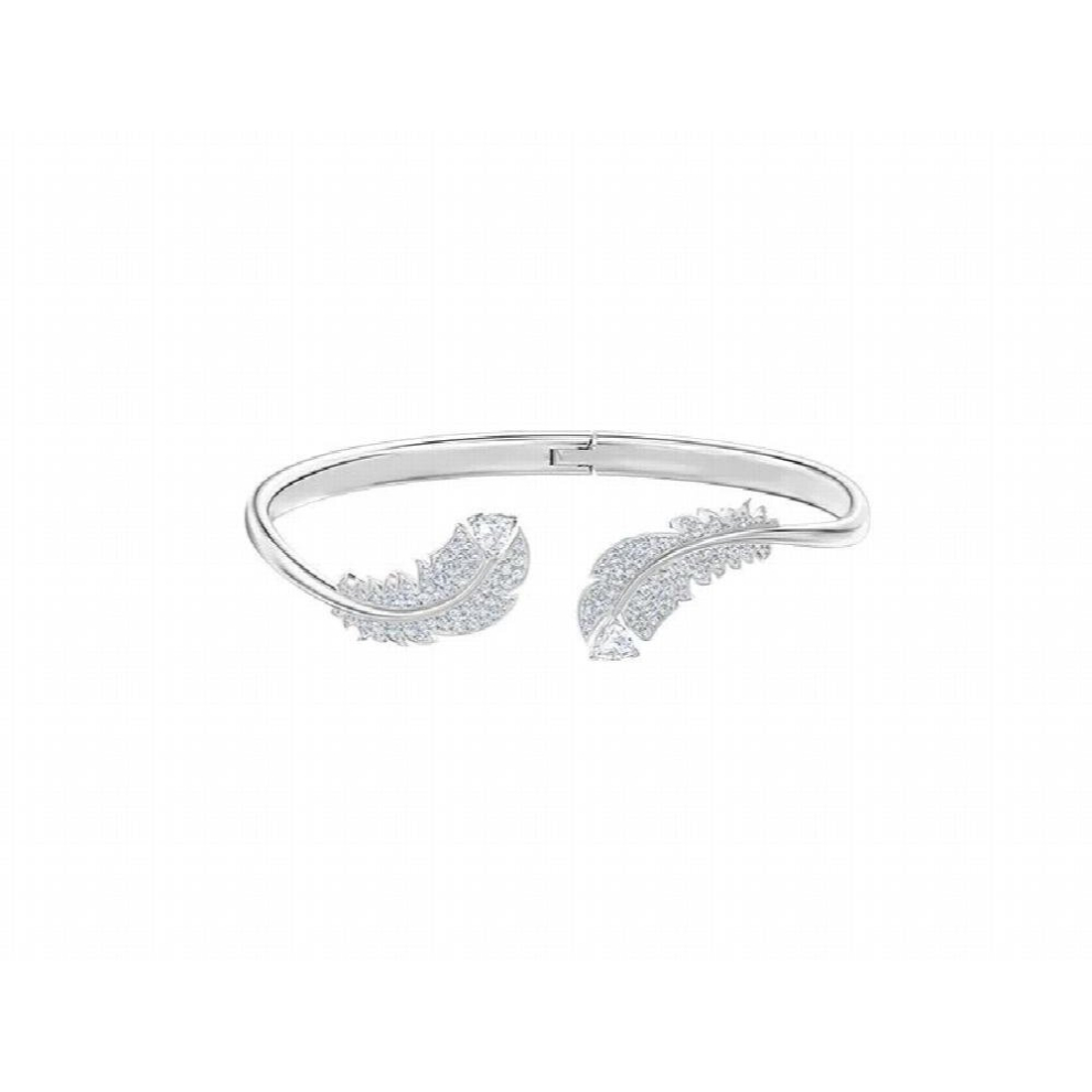 The latest European feather element light Crystals From Austrian womens diamond open feather bracelet