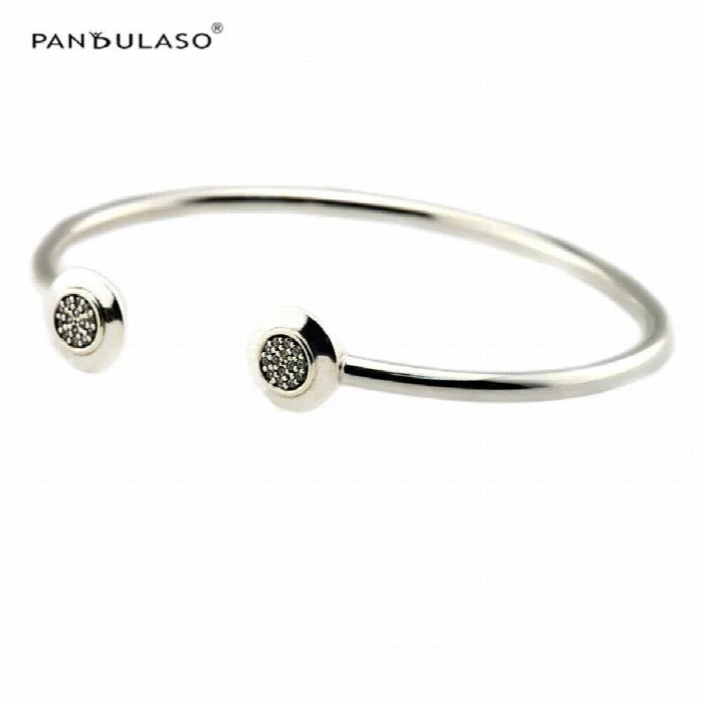Signature Clear CZ Open Sterling Silver Bangle Fits For Woman DIY Jewelry Making Woman Bangle-image-OPC-PCSM2SX-NEW