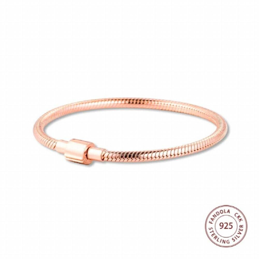 925 Sterling Silver Bracelet Rose Barrel Clasp Snake Chain Bracelets for Women Fits DIY Charm Jewelry-image-OPC-PCSM57J-NEW