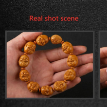 Natural Old Material Olive Pit Carving Very Happy Hand String Text Play Happy Olive Hu Hand String For Men And Women