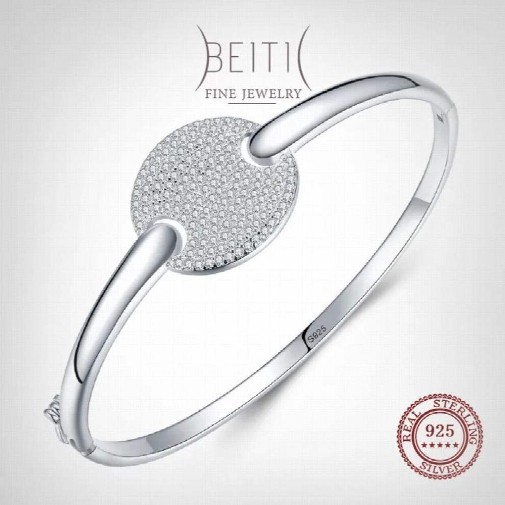 Beitil Top Real 925 Sterling Silver Round Zircon Bracelets For Women Classic Wedding Statement Anti-allergy Jewelry-image-OPC-PCSM587-NEW