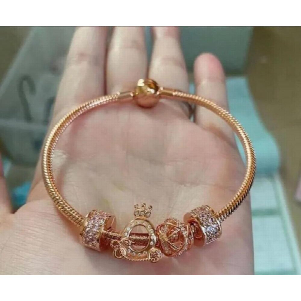 925 Sterling Silver Rose Snake Chain Basic Ball Clasp Mesh Pan Bracelet Fit Women Bead Charm Diy Jewelry-image-OPC-PCSM5TC-NEW