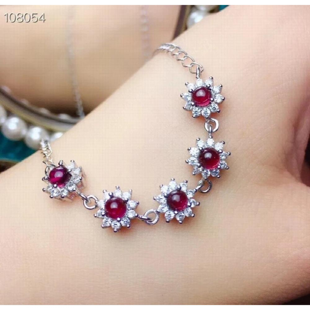 fine jewelry natural garnet 925 sterling silver women gemstone hand bracelet support test-image-OPC-PCSM9MJ-NEW