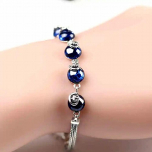 Royal Natural Sapphire Bracelets 100% 925 Sterling Silver Gemstones Bracelet Jewelry For Women