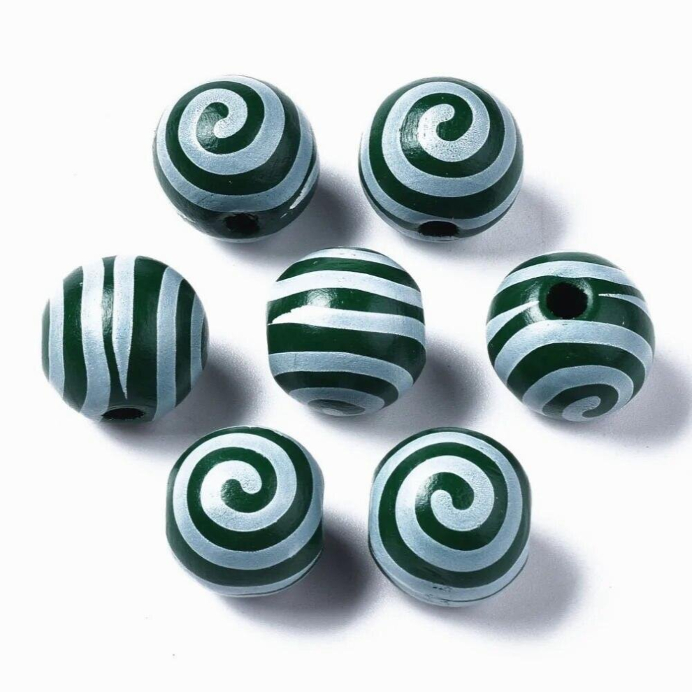 500Pcs DIY Natural Wooden Beads Round with Stripe Wood European Beads Balls for Crafts Jewelry Making Bracelets Garland