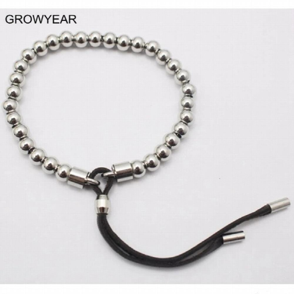 Adjustable Length Rope Small Silver Stainless Steel Bead Bracelet Bangle Men Women Jewelry-image-OPC-PCSMFG5-NEW