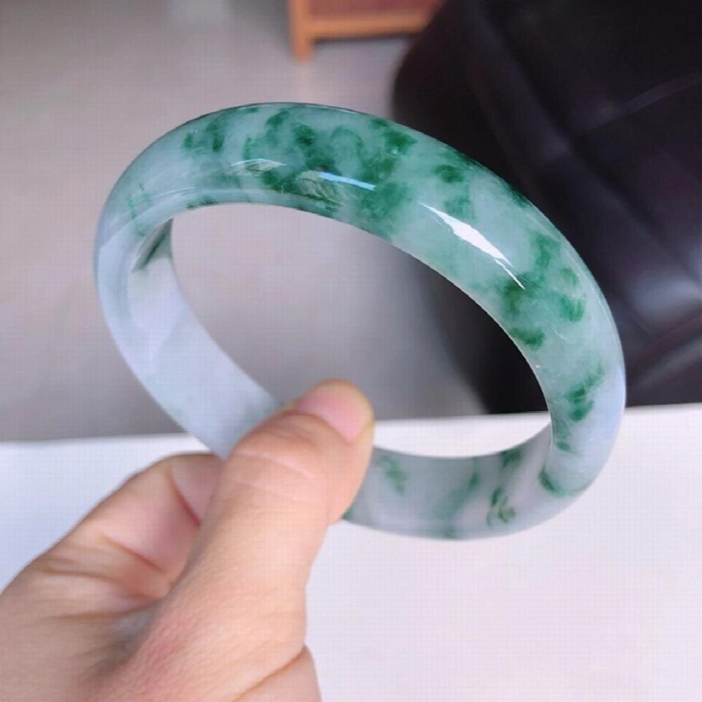 Natural Burmese Emerald Light Green 54-64mm Two-color Bracelet Princess Jewelry Send Mom to Girlfriend-image-OPC-PCSMC5P-NEW
