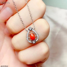 Fine Jewelry 925 Sterling Silver Natural Red Coral Girl Miss Pendant Necklace Support Detection