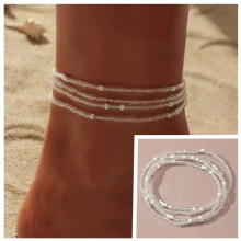 Bohemian Colorful Rice Beads Ankle Bracelet For Women Girl Layered Summer Beach Foot Jewelry Female Anklet Gift