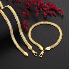 925 sterling silver plated 18K 6MM snake bone Necklaces bracelets Jewelry sets for Men Women