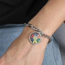 Hip-hop Titanium Steel Colorful Small Daisy Pendant Bracelet Personalized Jewelry Gift for Boys Girls