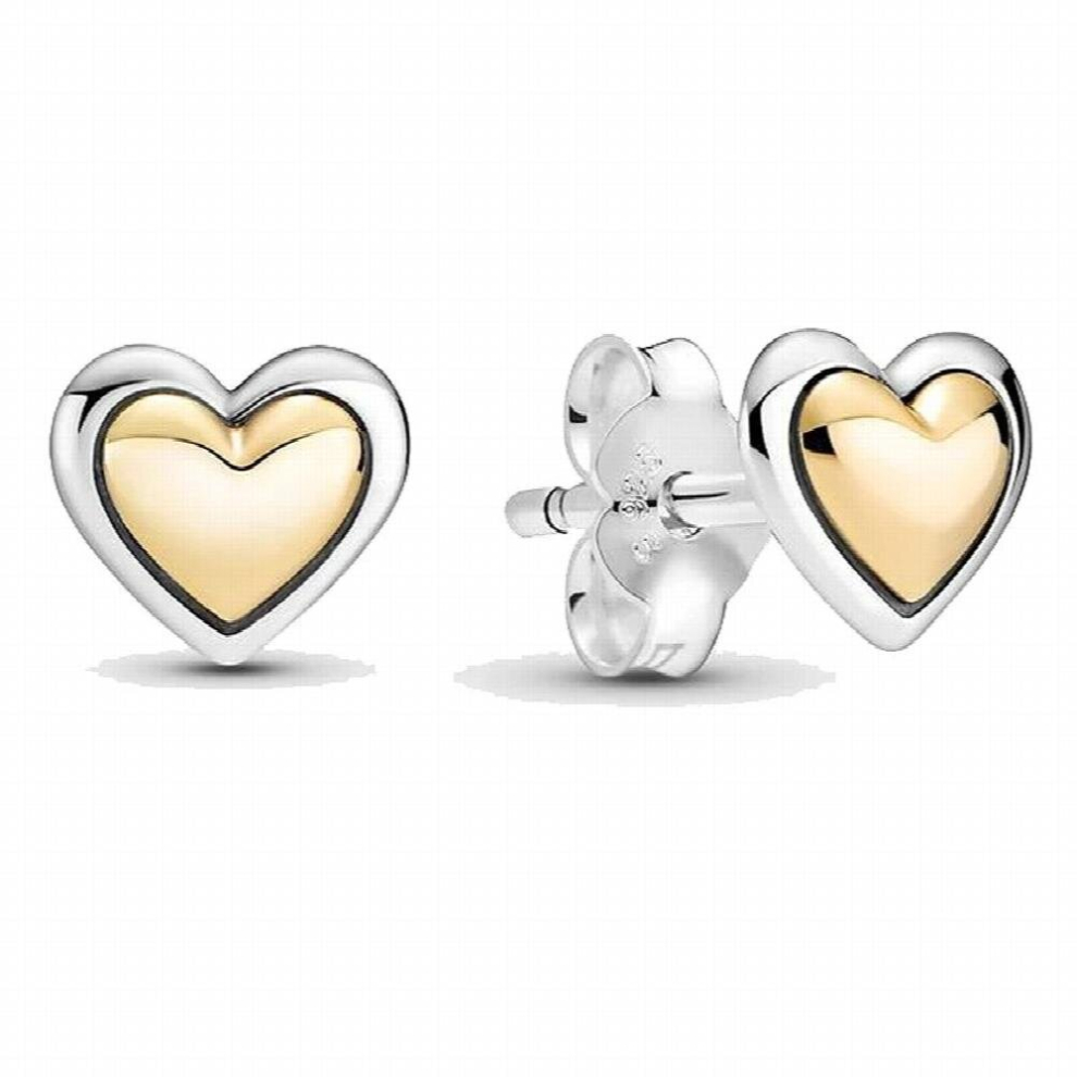 Rose Petals Domed Golden Elevated Heart Rainbow Arcs Of Love 925 Sterling Silver Earring For Women DIY Jewelry