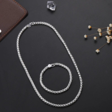 box chain 925 Sterling Silver Bracelet necklace Jewelry sets for women men fine Party wedding