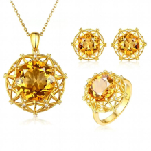 Womens 18K Plated Set Yellow Crystal Stone Stud Earrings Cocktail Party Wedding Bird Nest Earring For Women
