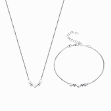 925 Silver Jewelry Set Silver Love Necklace Bracelet Set For Woman Charm Jewelry Gift