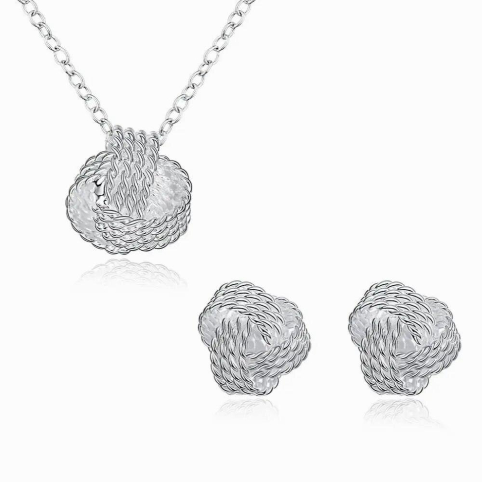 925 Silver Jewelry Set Silver Necklace Earring Set For Woman Charm Jewelry Gift Multicoloured