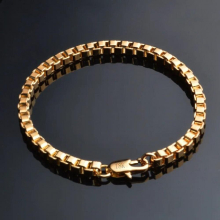 Personality Man Party Gift Square Box Circles Chain 18KT Bracelet+Necklace Jewelry Set SE46