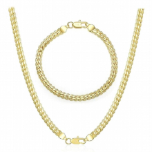 925 Sterling Silver 18K Jewelry Set 5MM Full Sideways Necklace Bracelet Sets For Women Men Wedding Jewelry