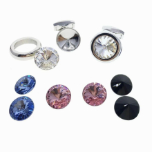 Cufflinks for Men Crystal Round Cufflinks For Men Scewed to Change Crystals With A by Cuffarts C10351