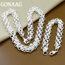 925 Silver Necklace Bracelet Jewelry Set For Women Men Party Jewelry