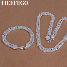 925 Sterling Silver Classic Mens 10MM Chain Bracelet Necklace Jewelry Set 20/24 Inch Party Wedding Gift