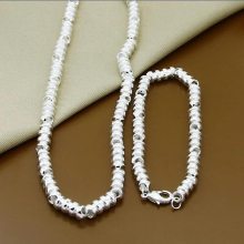 925 Silver Jewelry Sets Unique Round Shape Necklace Bracelet Sets Two Piece Woman Men Party Jewelry Accessories