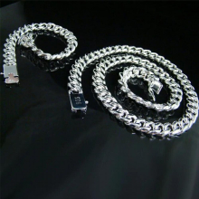 Hot 925 sterling Silver 10MM solid heavy Chain Bracelet necklace Jewelry set for men 20/22/24 inch wedding