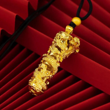 PD105 Fine Jewelry Man FatherBirthday Wedding Gift Vintage Dragon 24KT Pendant Charm NO CHAIN
