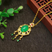 PD67 Fine Jewelry Girl Birthday Wedding Gift Vintage Chalcedony 24KT Pendant Charm NO CHAIN